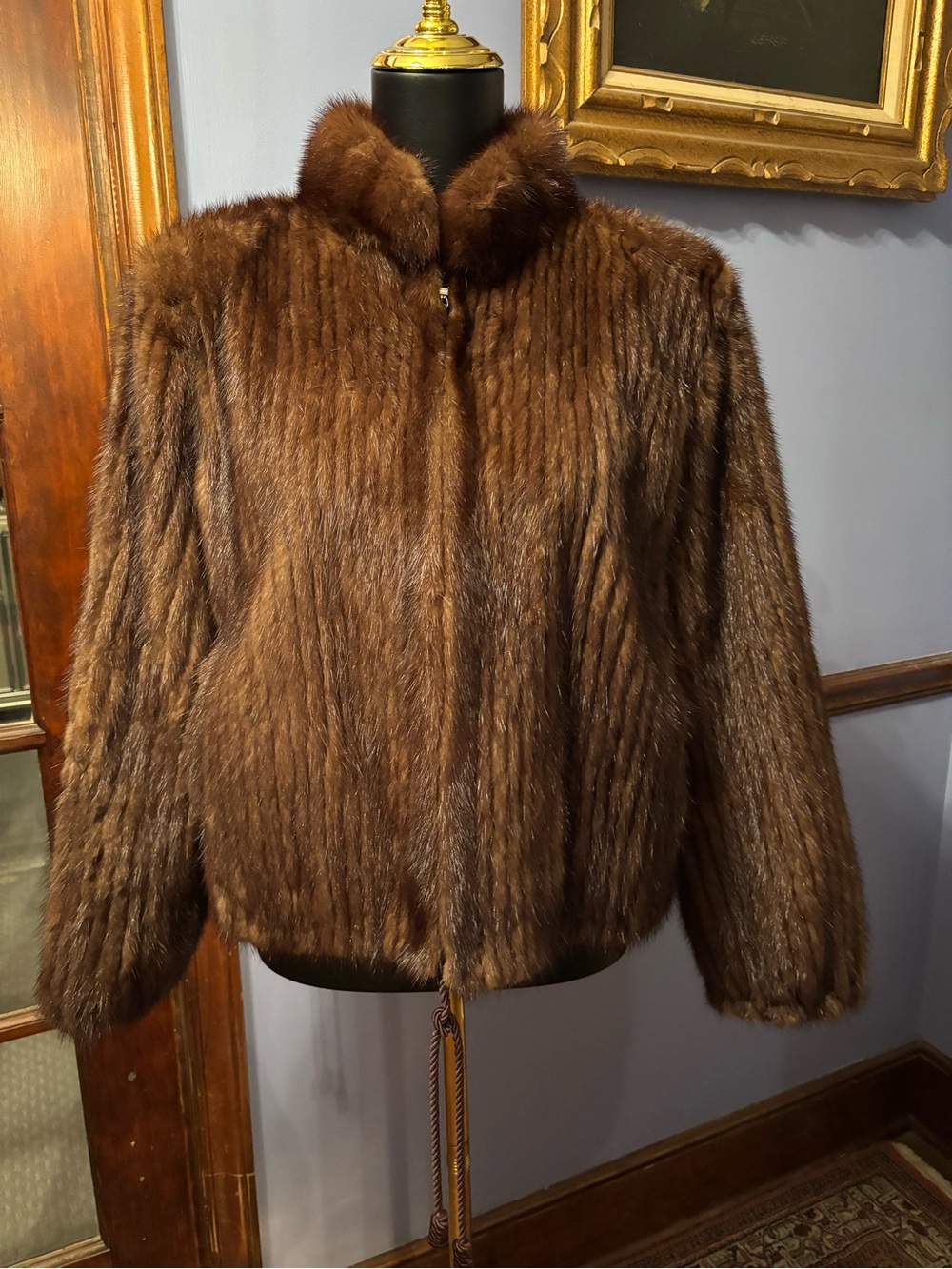 Women's Brown Bomber Fur Jacket - Luxurious Short Coat